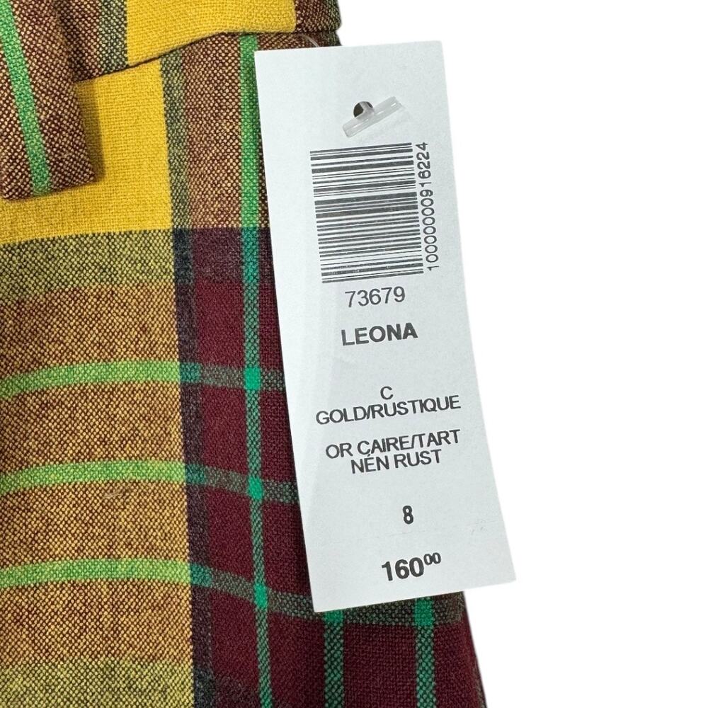 Aritzia Wilfred Leona Skirt Gold Rustique 8 New NWT Plaid Pencil Button Front - Picture 5 of 8